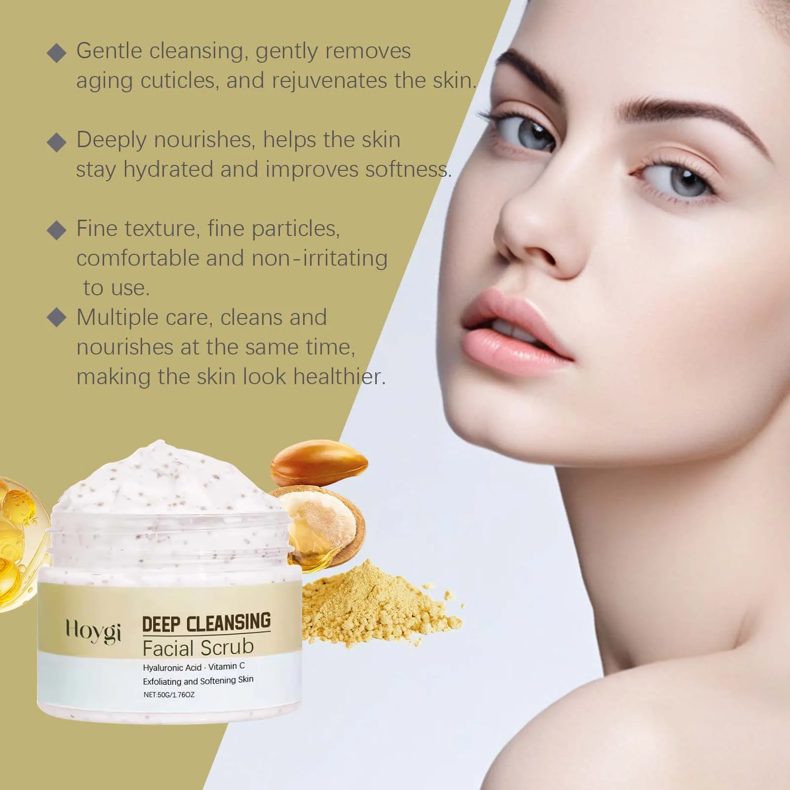 Exfoliante suave para cara y cuerpo, fórmula hidratante, limpiador de piel suave, piel sensible, fácil enjuague, sin residuos, refrescante