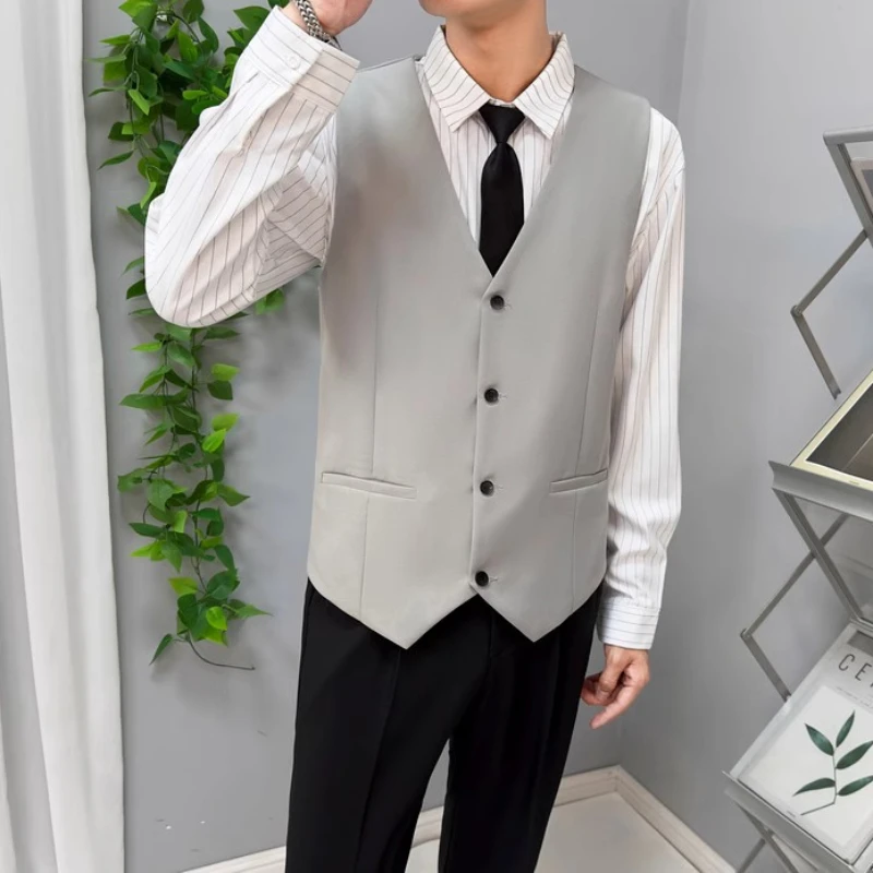 6 Color Waistcoat Men Daily Leisure Handsome Stylish Korean Commuting Style Simple Sleeveless Comfortable Advanced V-neck 2023