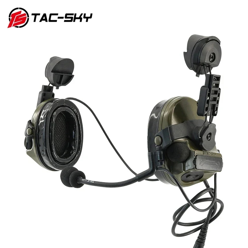 TAC-SKY 2025 New Military TSC3 Tactical Headset Hearing Protection Electronic Silicone Earmuffs ARC Rail Helmet Bracket