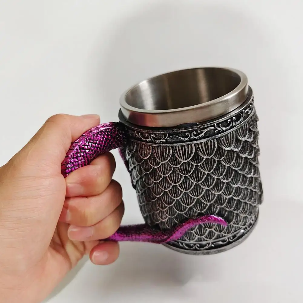 

Чашка для чая с эргономичной ручкой Dragon Beer Stein Tankard Чашка для напитков Смола Ручная роспись Фиолетовый Дракон Кофейная чашка для чая Новинка для Дракона