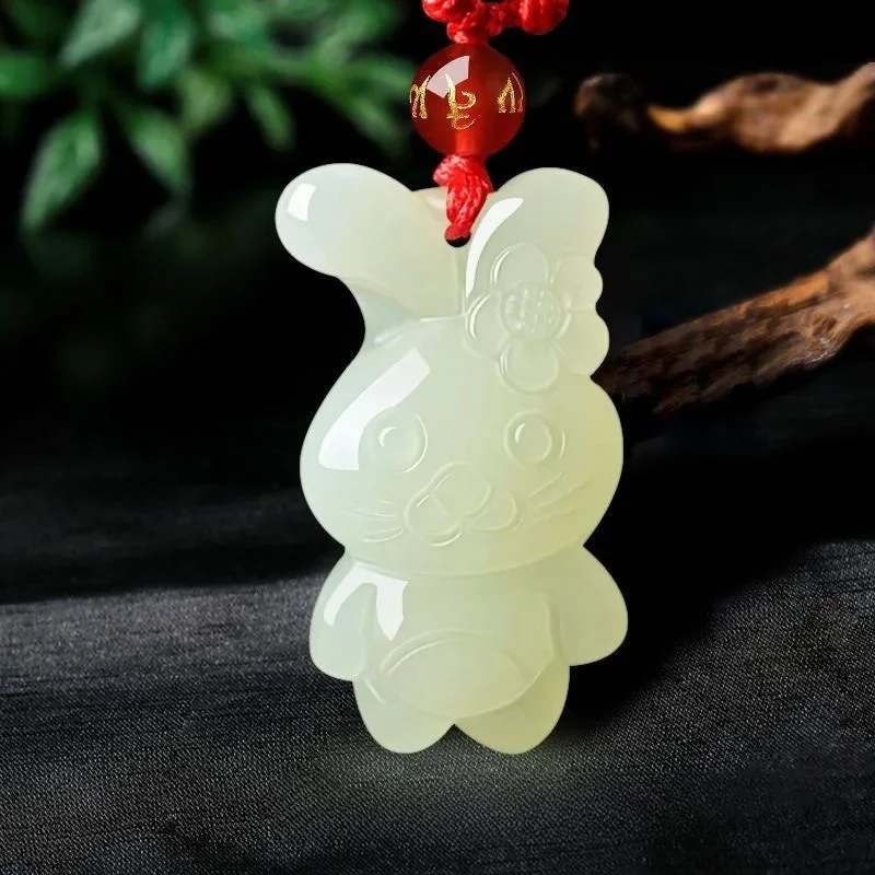 Natural Afghan Jade Chinese Zodiac Pendant Necklace Fashion Charm Jewellery Accessories Hand-Carved Lucky Amulet Gifts for Women