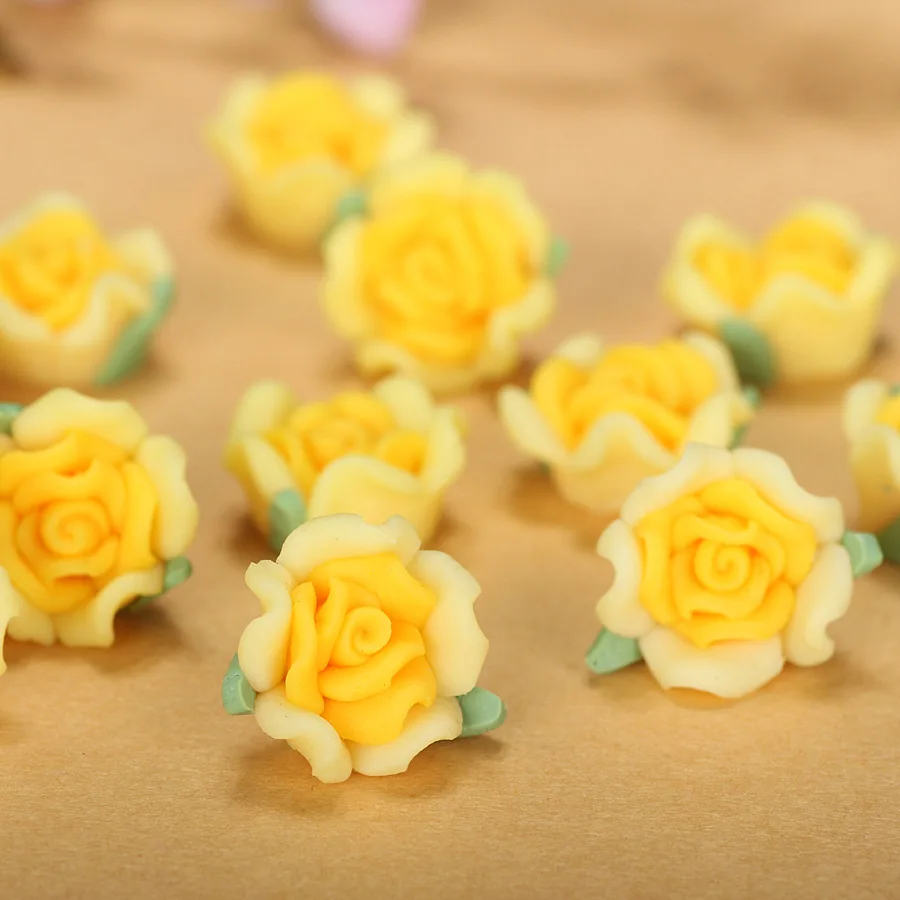 25pcs/lots 15mm Polymer Clay Flowers Beads For Diy Bracelets Retro Hair Jewelry Scrapbook Making Phone Case Decoration Materials