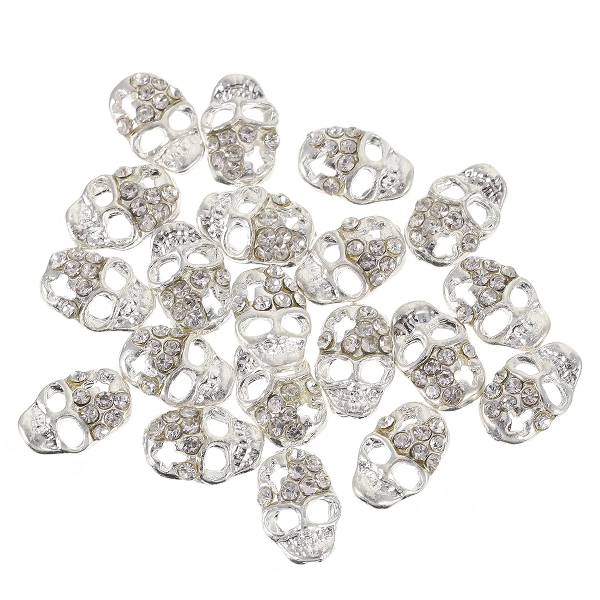 

20pcs Skull Nail Art Decoration Halloween Gems Sticker Alloy Rhinestones Manicure Stud Craft DIY Safe Quality