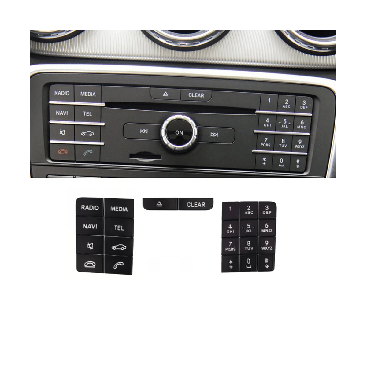 Car Center Console CD Panel Multimedia Button Stickers for Mercedes Benz CLS W218 2014-2017 GLA X156 2013-2016