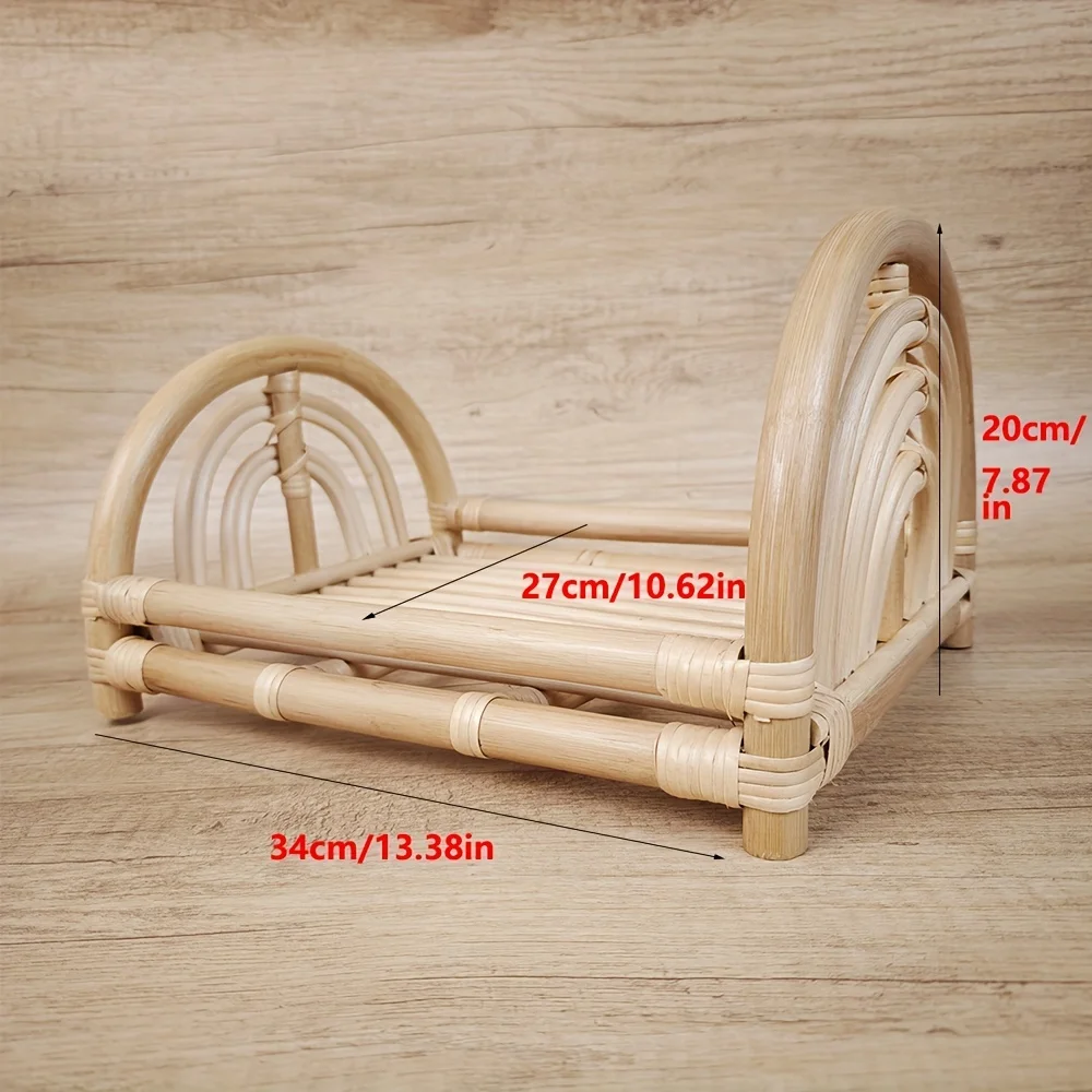 Newborn Photography Props Baby Basket Vintage Rattan Baby Bed Weaving Baskets Wooden Crib for Newborn Photo Shoot Furniture