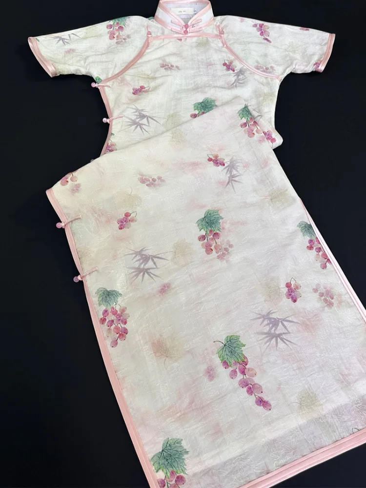 

Xiao ape Summer 2025 Retro Flat Sed Pink Girl Sle ort Sve Dr Daily Wear Floral Print Breathable