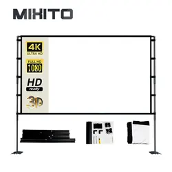 MIXITO Portable Iron Plate Support Foldable Curtain 84 100 120 Inch Outdoor Home KTV Entertainment Office HD Projection Screen