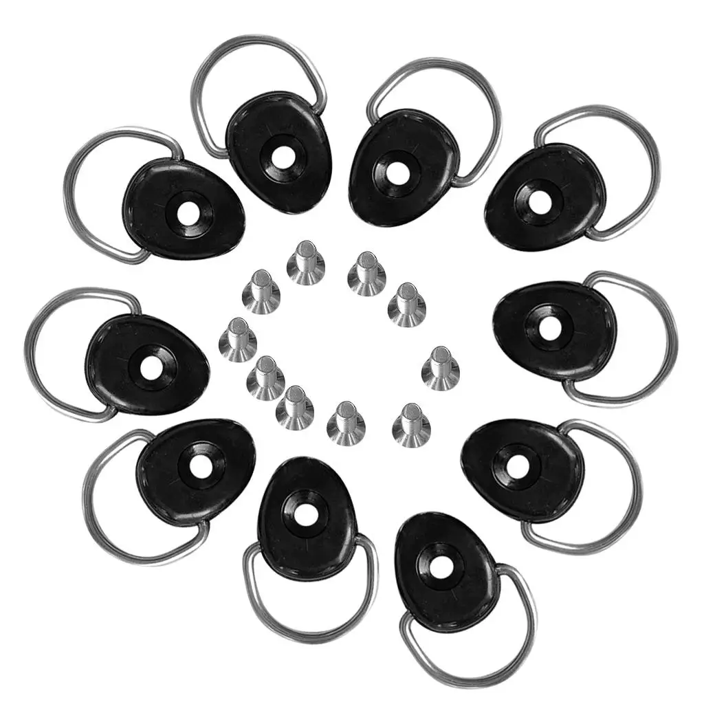 

Durable Nylon Kayak D Ring Screw Kit Stainless Steel Fittings for Boat Fender Canoe Tie Down Railing Bracket