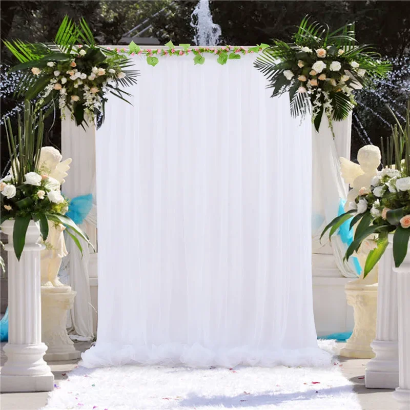 

White Tulle Chiffon Curtains Wedding Ceremony Backdrop Bridal Shower Baby Shower Backdrop Photo Booth Background Photography