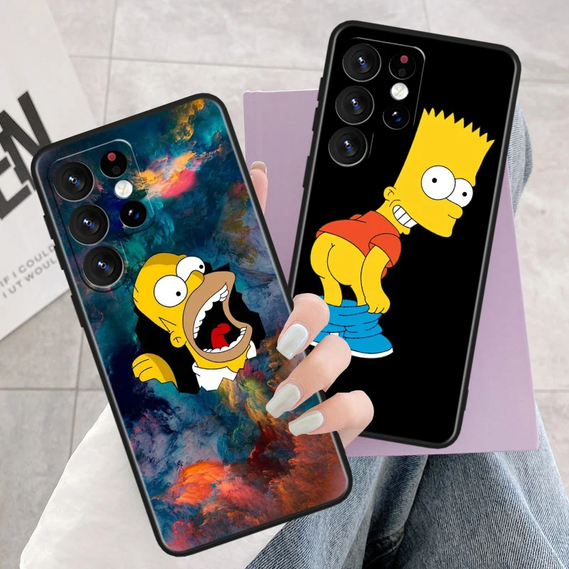 Disney Simpson Family Phone Case For Samsung Galaxy S23 S22 S21 Ultra S20 FE S10 S10e S9 S8 Plus Lite Black Soft Cover