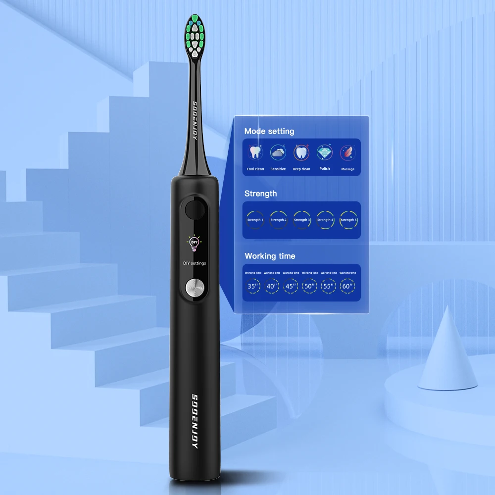 SOOENJOY Smart LCD Screen Sonic Electric Toothbrush NB-1 DIY Mode Cleaner Adult Automatic IPX7 Waterproof Teethbrush