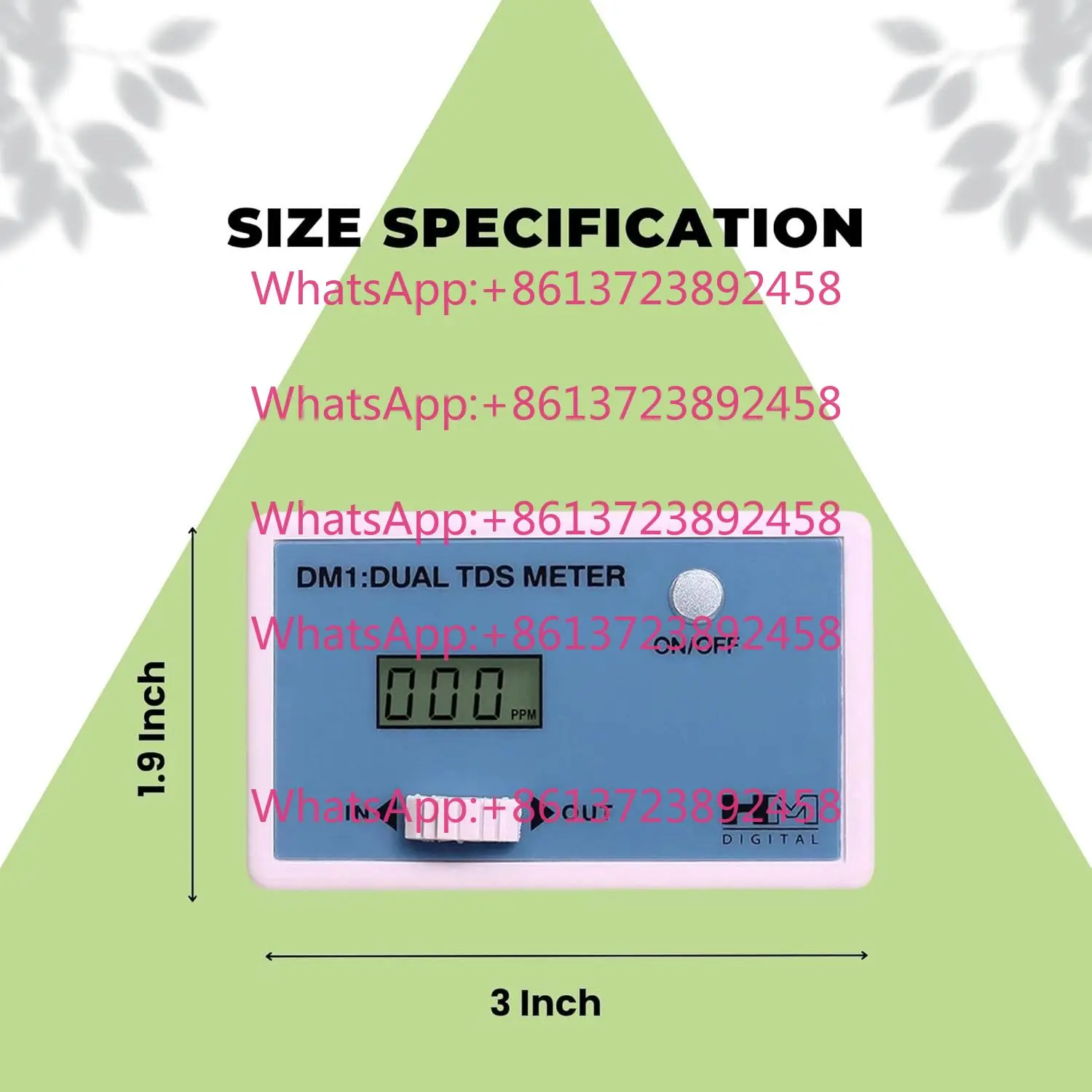 Digital DM-1 In-Line Dual TDS Monitor 0-9990 Ppm Range +/-2% Readout Accuracy Blue & White Made in China