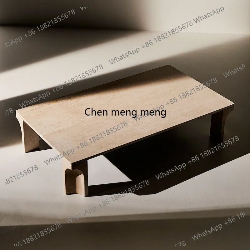 

Wabi Sand Wind Designer Travertine Combination Coffee Table Model House Villa Household Light Luxury Creative
