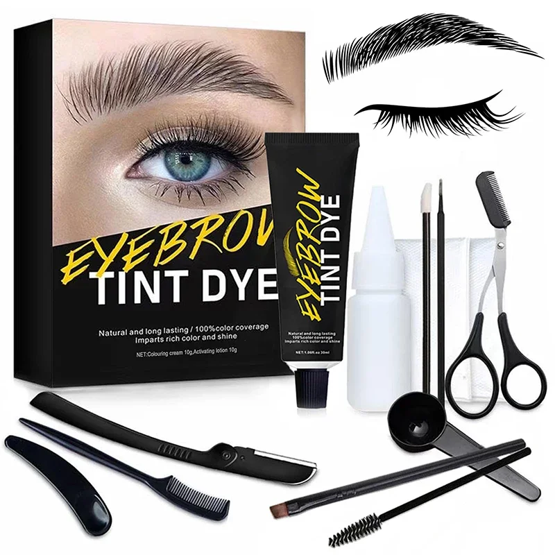 Kit de pestañas y cejas instantáneo profesional 2 en 1, pestañas y cejas de Color Natural, juego de maquillaje de cejas blandas, coloración del cabello DIY