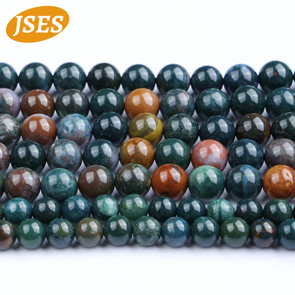 Natural Bloodstone Beads Indian Heliotrope Loose Round Shape for Jewelry Making DIY Bracelets Necklace Wholesale Accessories