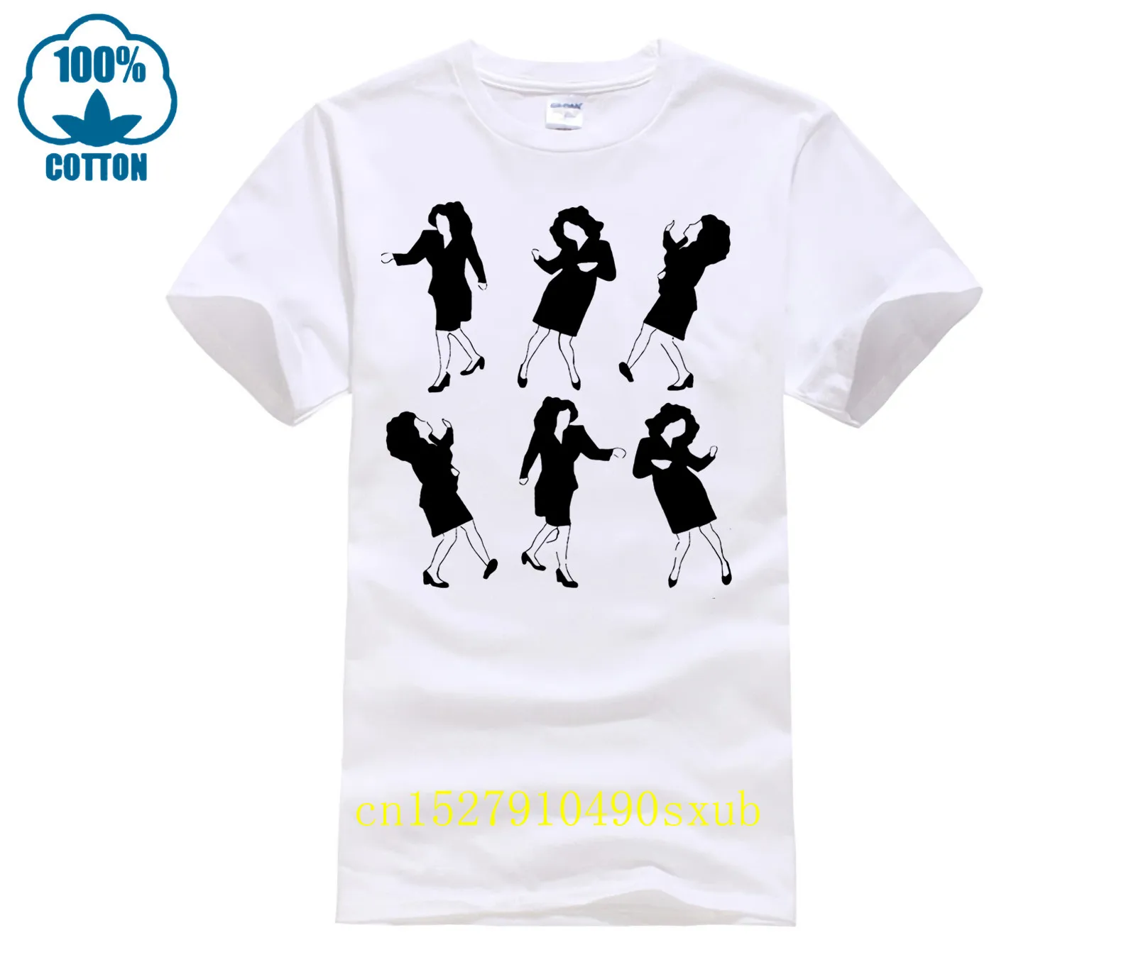 تي شيرت رجالي كاجوال مطبوع 100% قطن قميص أبيض شعبي من Elaine Dancing Seninfeld #1