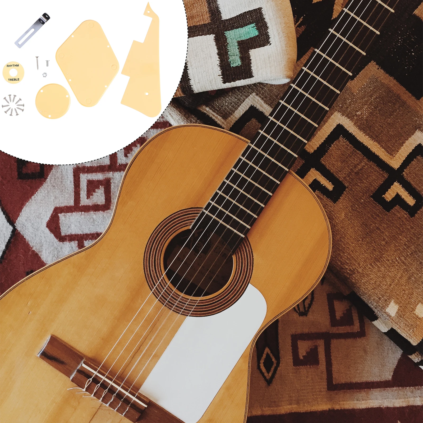 

1Set Guitar Pickguard Back Plate Control Cover Ring Bracket Truss Rod Cover Protective Plate Set Guitar Pickguard