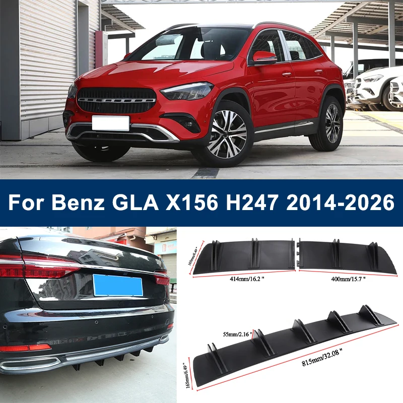

2-Segment Shark Fin Rear Diffuser For Mercedes Benz GLA X156 H247 2014-2026 Rear Bumper Lip Splitter Chassis Spoiler Tuning Part