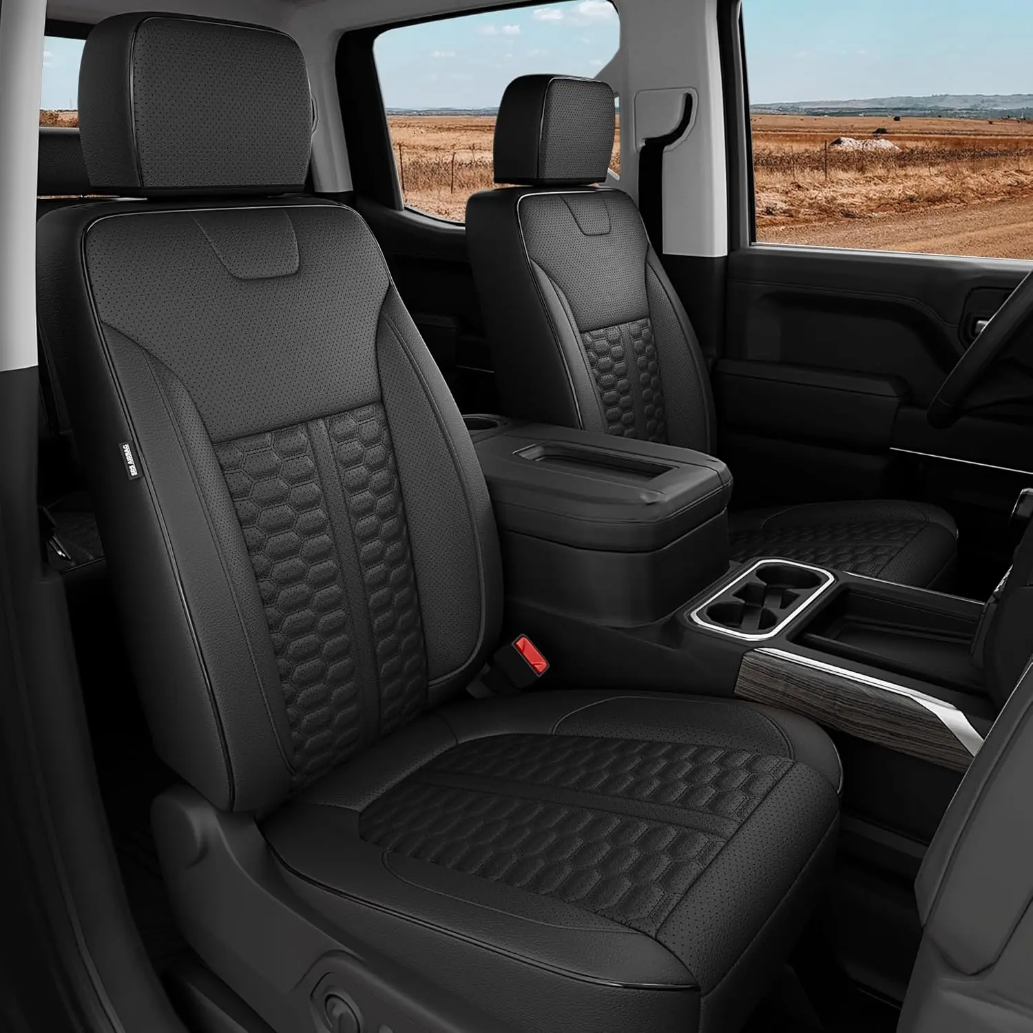 

Custom Leather Seat Covers for Trucks, Full Set with Jump Seat Cover, Waterproof and Easy Install
