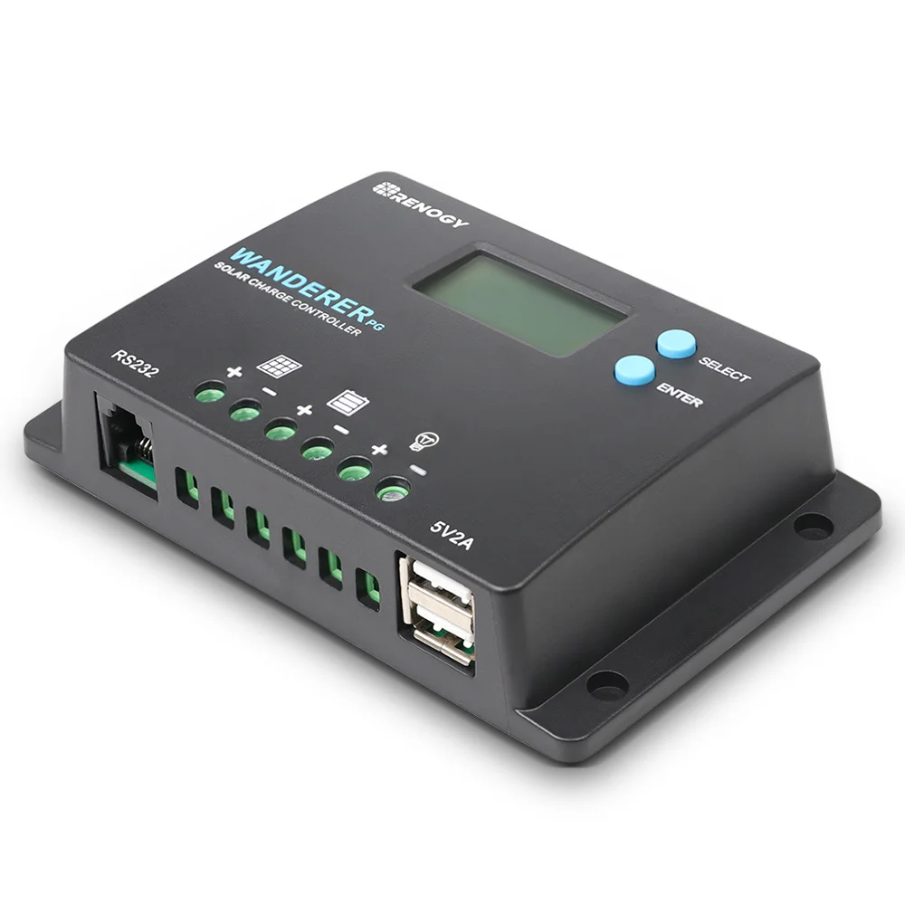 Renogy 10A 12V/24V PWM Postive Ground Solar Charge Controller Regulator Compact Design w/ LCD