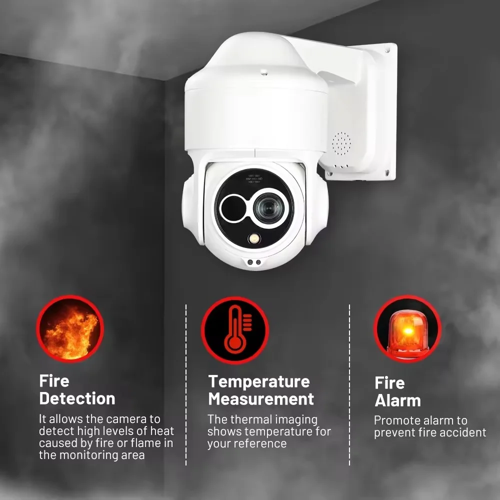 JIND CCTV كاميرا مراقبة حرارية PTZ 20X التكبير غير المبرد VOx ميكروبولومتر الحرارية والبصرية ثنائية الطيف IP كاميرا شبكة مراقبة #4