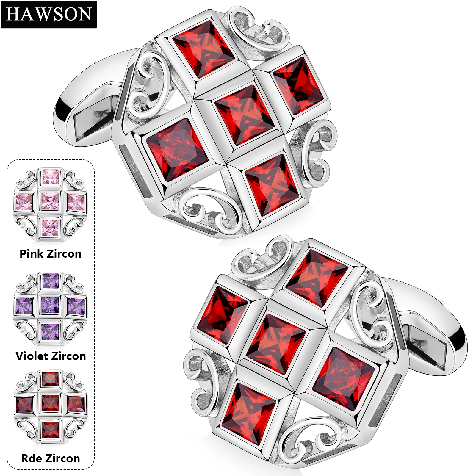 

HAWSON Luxury Crystal Cufflinks for men,Men's Wedding cufflink dress shirts Cuff Button High Quality,cuff links mens