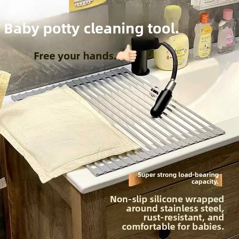

Baby Bottom Washer Seatless Sit-Style Newborn Girl Butt Washing Stand Adjustable Backrest Sponge Cleaning Daily Home Use