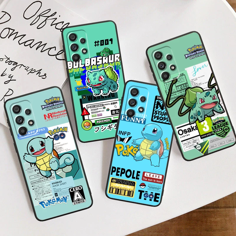 Pokemon Bulbasaur Squirtle For Samsung A53 A52 A33 A32 A51 A71 A21S A13 A73 A50 A22 A23 A03 A72 A54 A12 5G Black Cover