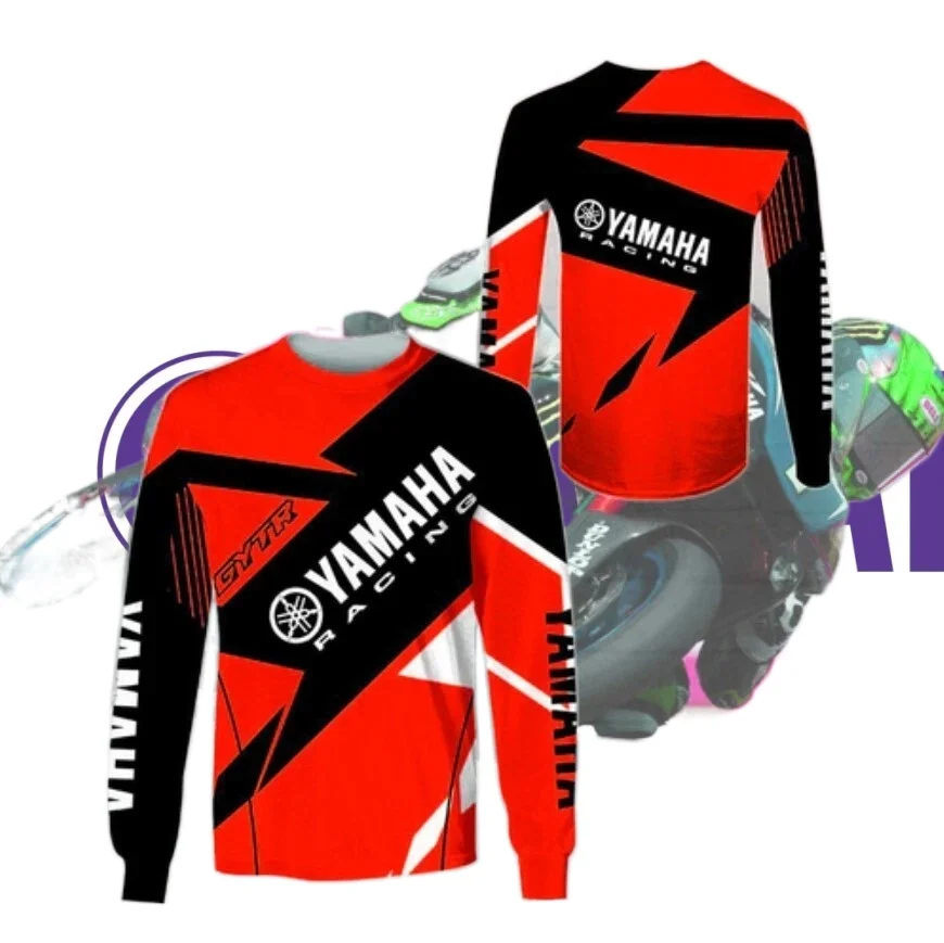 

25/26 Новая популярная футболка с длинными рукавами Yamaha, весенне-осенняя униформа для любителей мотоциклов, одинаковая футболка для взрослых и детей