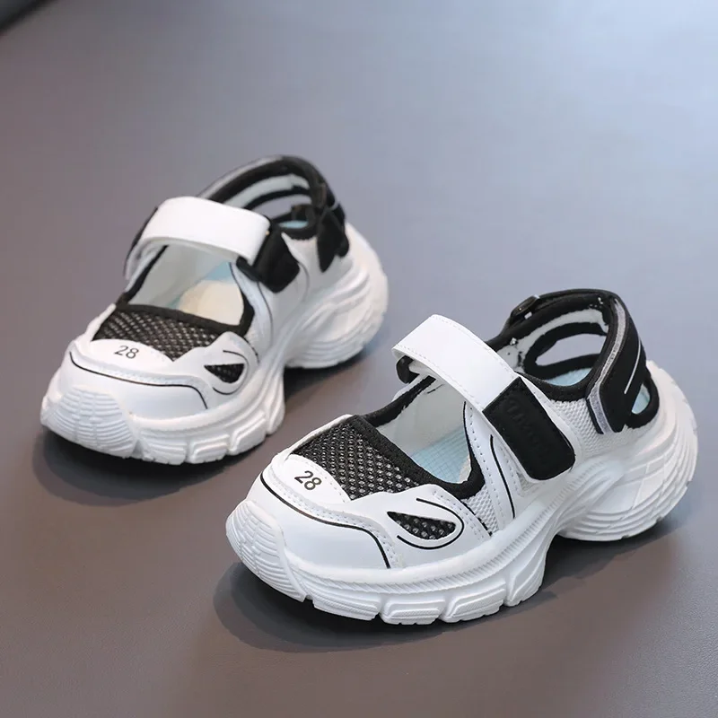 

Kids Sports Sandals 2024 Summer New Boys' Fashion Casual Sandals for Students Girls' Toes Capped Mesh Beach Shoes Wear-resistant