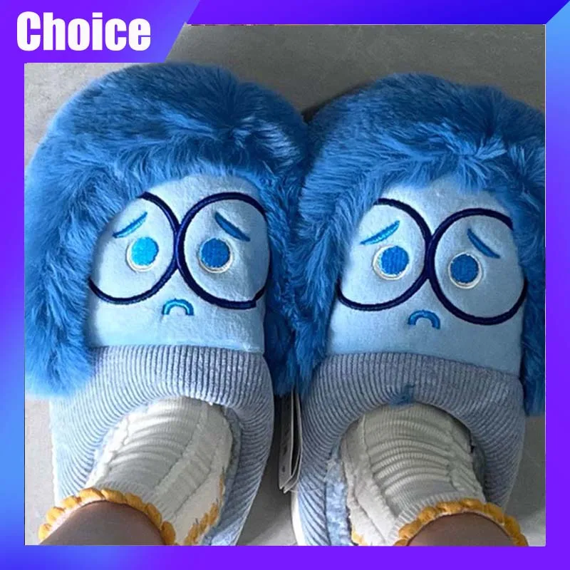 

Inside Out Cotton Slippers Disney Sadness Cartoon Cute Non Slip Warm Slippers Casual Trendy Slippers Autumn Winter Home Shoes