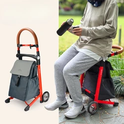 Lightweight Aluminum Alloy Grocery Shopping Trolley Household Stair Climbing Handheld Car Can Sit Shopping Buy Vegetable Cart