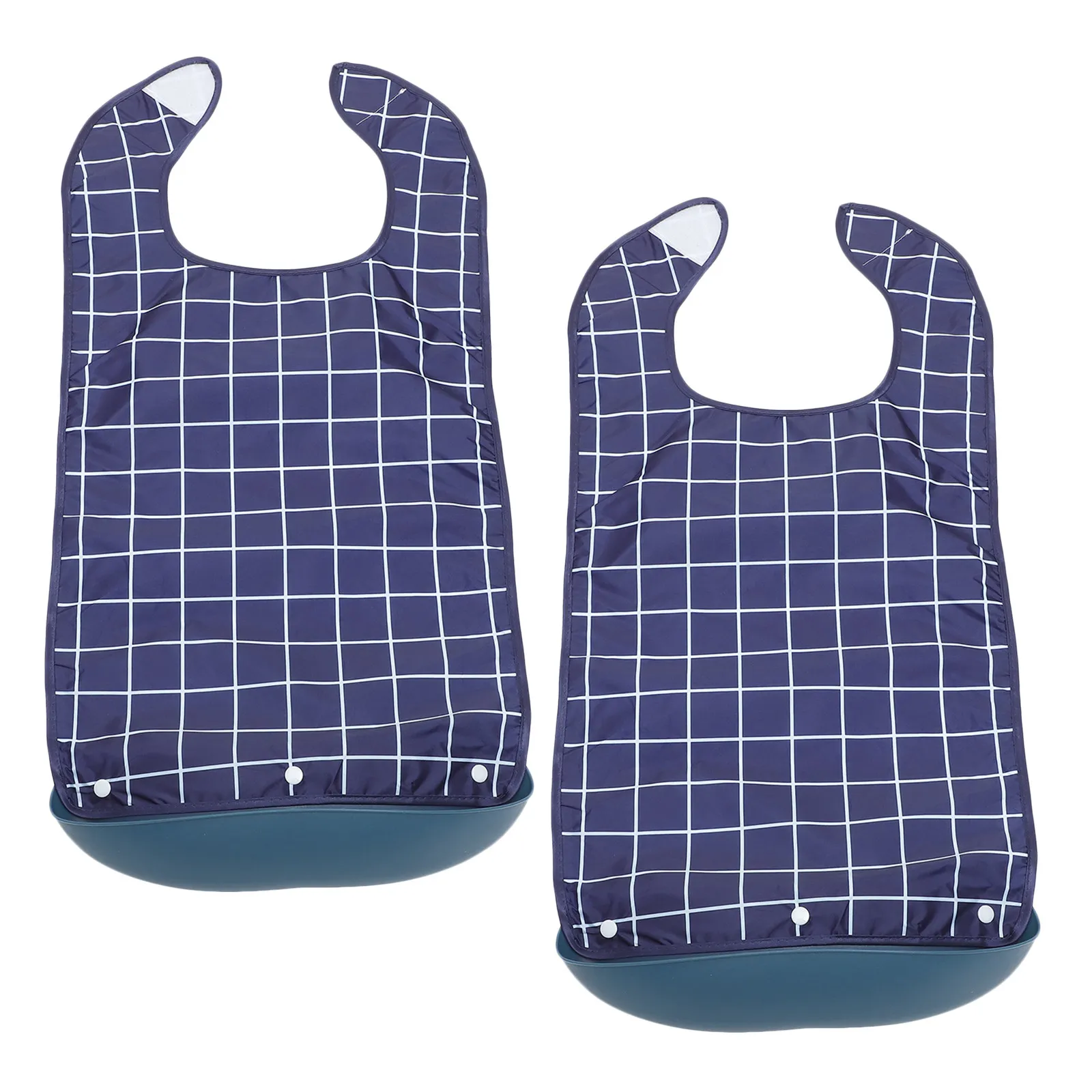 2Pcs Adult Bibs for Seniors Elderly Waterproof Eating Apron Full Coverage Crumb Catcher Comfort Neck Reusable Washable Dining