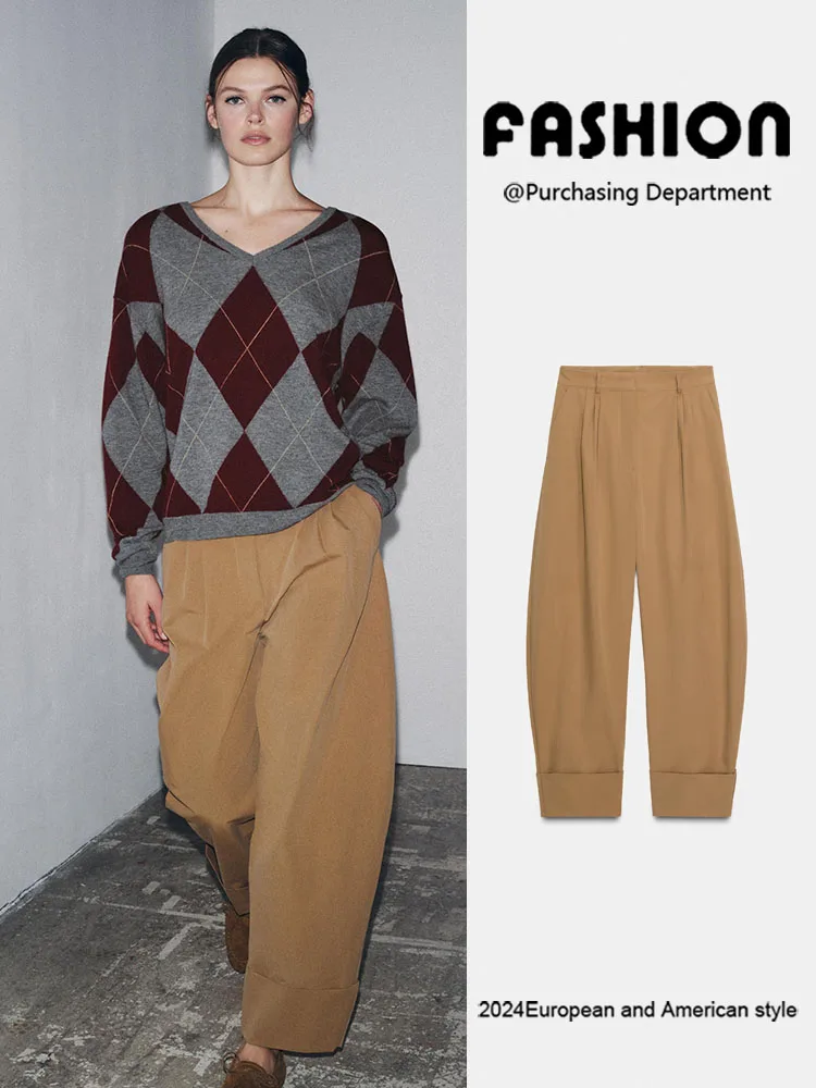 

Зимние новые комфортные универсальные стройнящие плиссированные повседневные брюки для женщин, длинные брюки больших размеров, этническая сценическая одежда