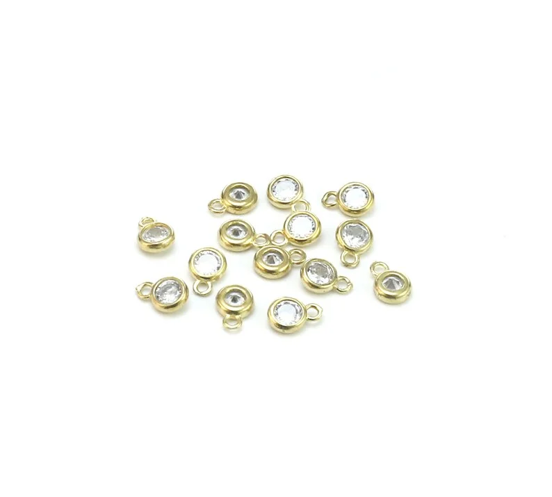 Lot de 10 breloques rondes en diamant CZ, 5mm, pour bijoux exécutifs, boucle d'oreille, bracelet, pendentif, R2799