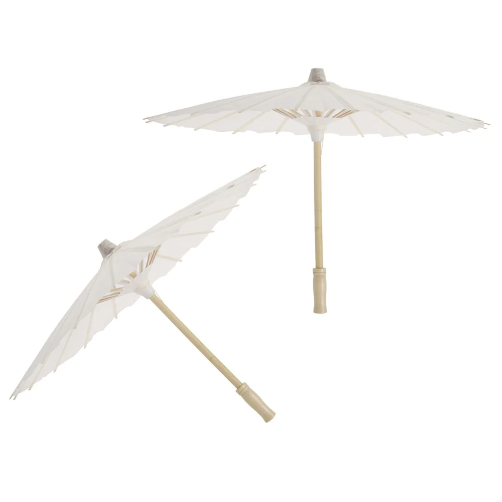 4 Pcs Sun Rain Umbrella White Parasol Patio Wedding Big Umbrellas for Shade Paper Japanese Travel