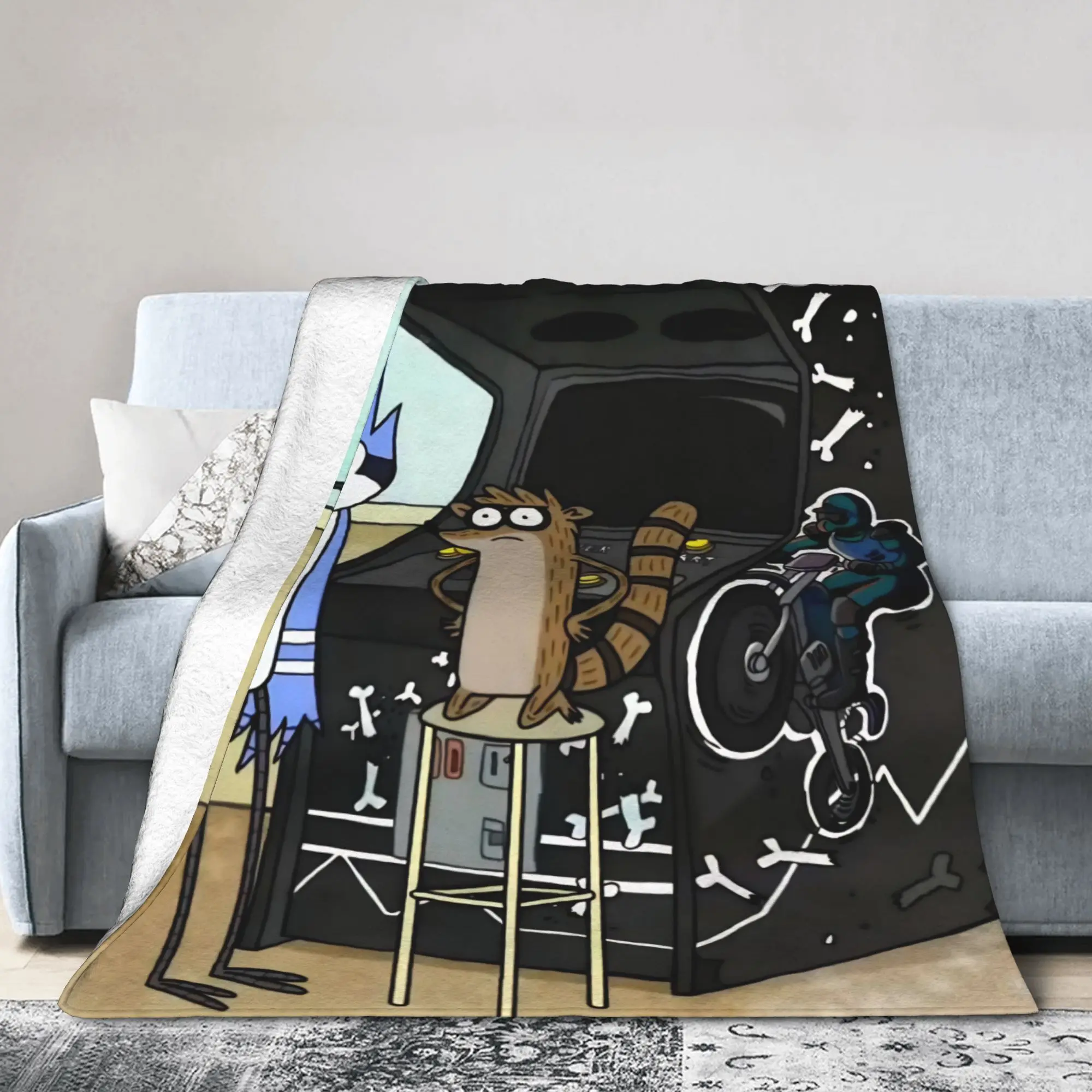 Cartoon TV Series Regulars Show Piano Blanket Cover  Flannel Throw Blankets Airplane Travel Decoration Lightweight Bedspreads,