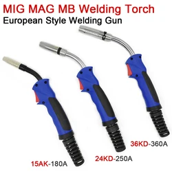 MIG MAG MB 15AK 24KD 36KD torcia per saldatura professionale punta di contatto raffreddata ad aria supporto per collo di cigno ugello per Gas tipo europeo