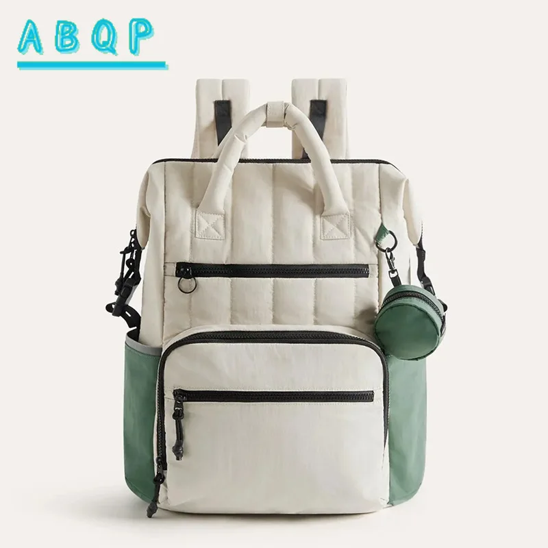 

New Diaper Bag Backpack Luxury Brand Stitching Fashionable Baby Diaper Bag Backpack Large Capacity Baby Products Storage Bag