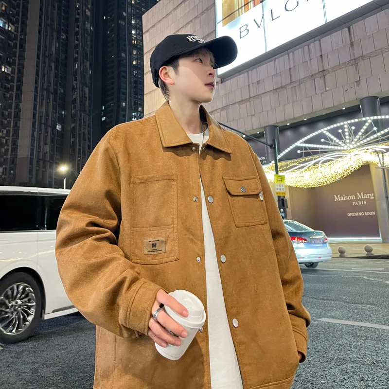 [8XLPlus Size] Suede  Jacket Men's Autumn And Winter New Casual Jacket Youth Handsome Top