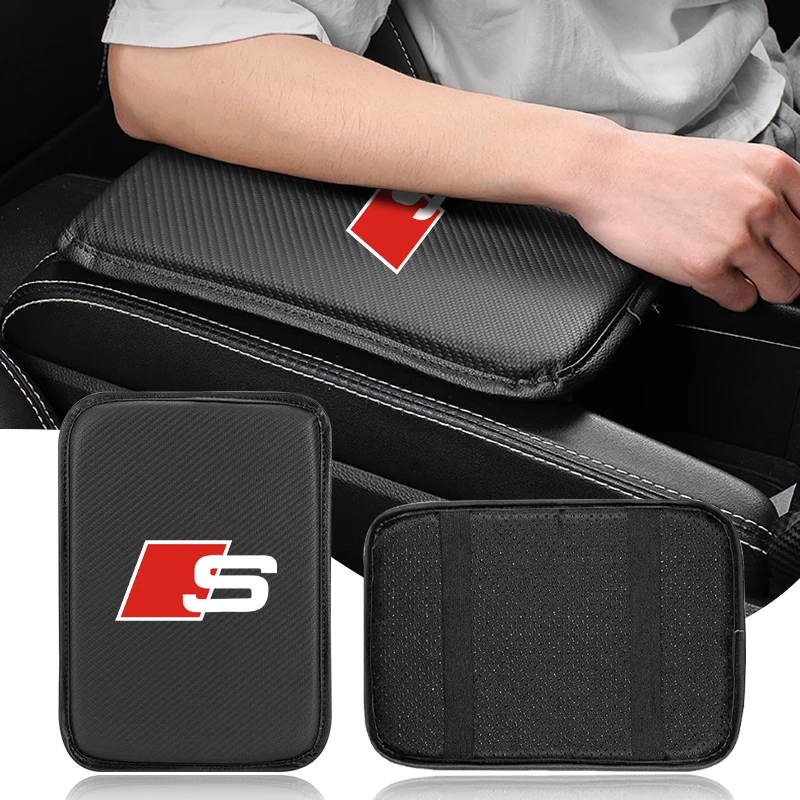 

Carbon Fiber Leather Car Console Box Pad Car Armrest Cushion Cover for Audi SLINE RS quattro A3 A4 B8 B9 A6 C5 C6 C7 A7 Q5 A5 A8