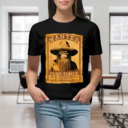 El Squatcho Wanted Poster Western Bigfoot Funny Sasquatch Print T-Shirt Graphic Shirts Casual Short Sleeved Tee TShirt T-shirts