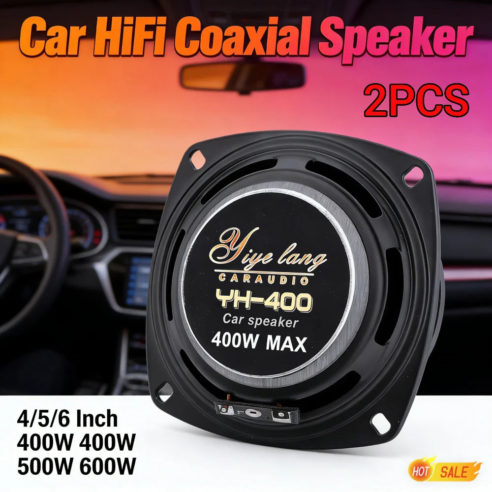 

2 шт. автомобильных коаксиальных динамиков Hi-Fi 4/5/6 дюймов, 400 Вт, 500 Вт, 600 Вт, полнодиапазонные стерео сабвуферы, 12 В, 4 Ом, влагозащищенные, универсальные для автомобиля