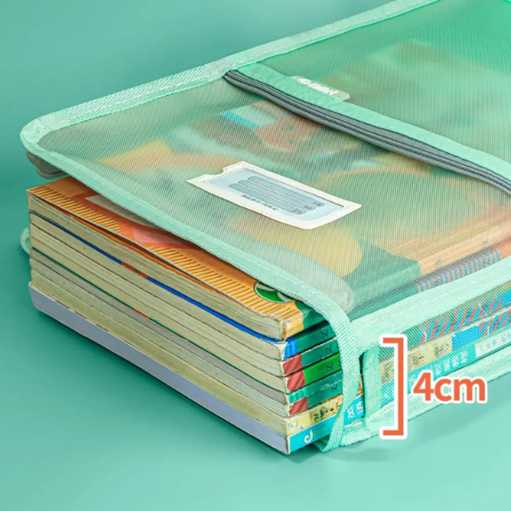 L Shaped Test Paper Storage Bag Wide Opening Thickened Mesh File Folder Bag Transparent Large Capacity