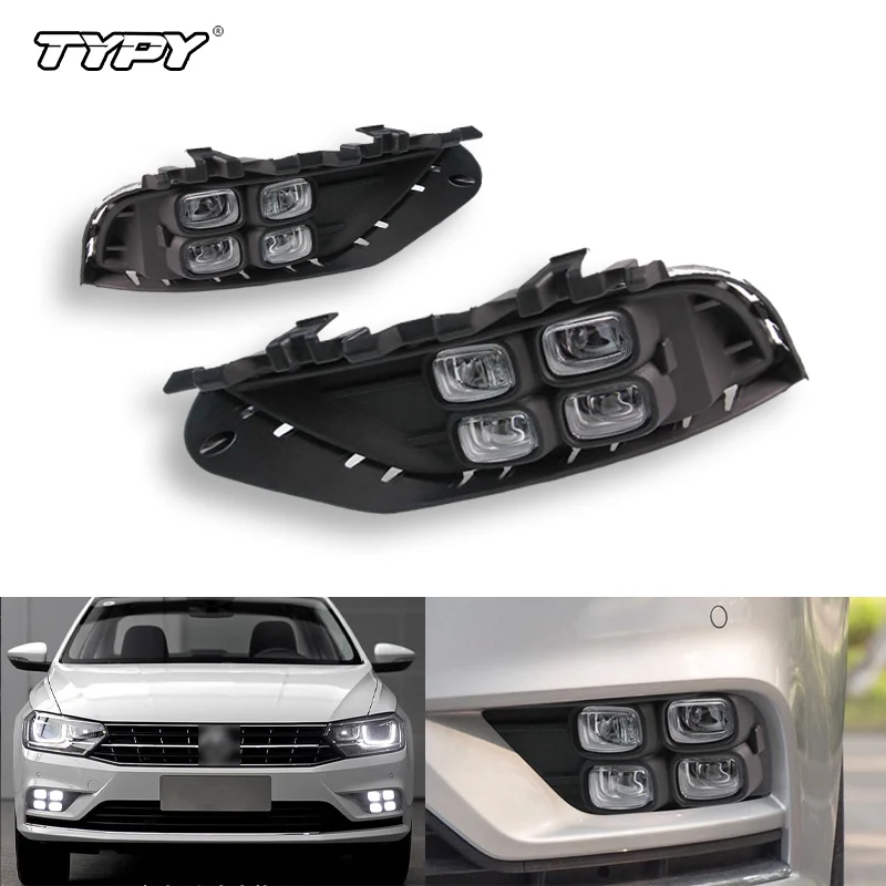 

TYPY DRL светодиодные дневные ходовые огни с желтым сигналом поворота, ночные синие противотуманные фары для 16-18 VW Bora светодиодные дневные ходовые огни Fo