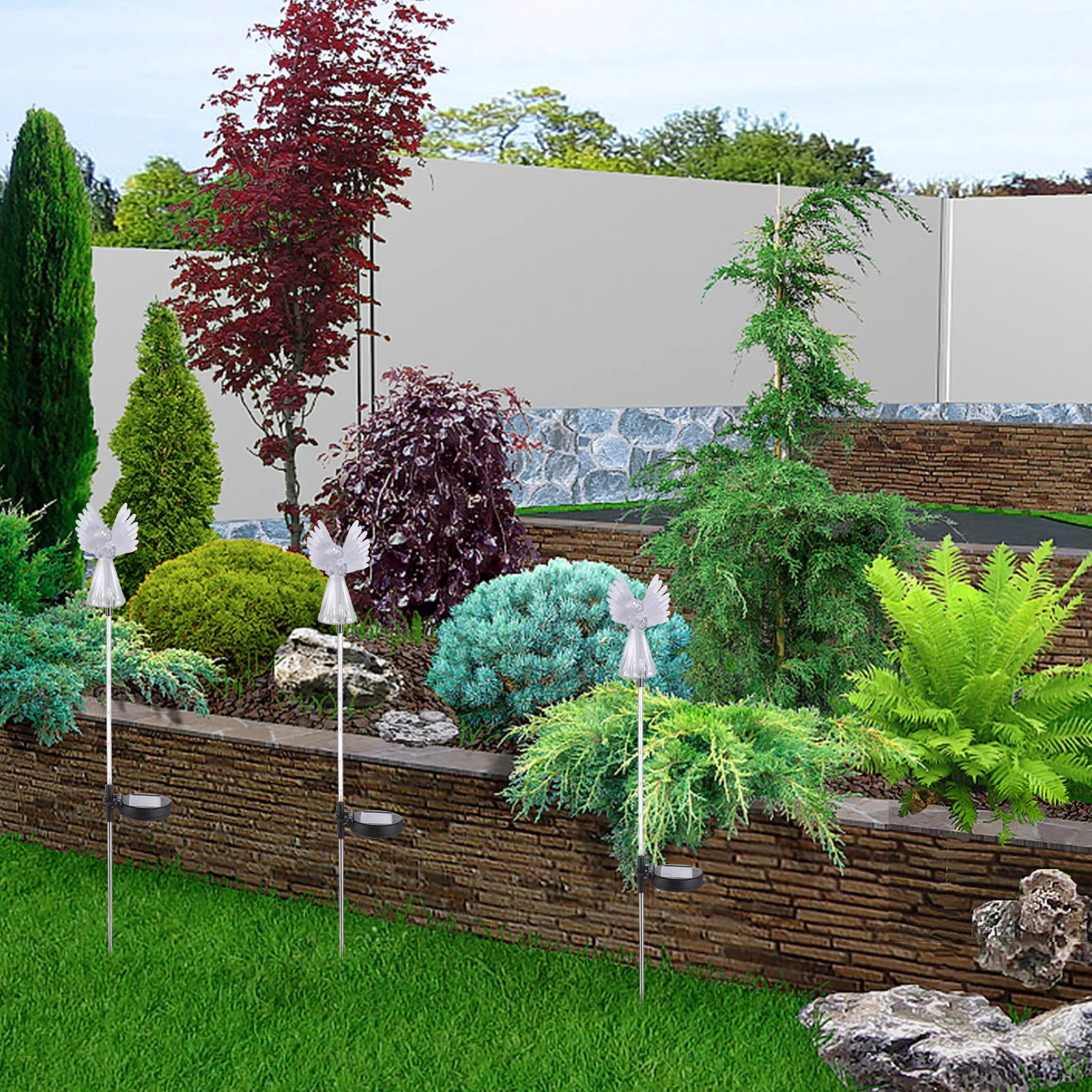 1 قطعة ضوء الملاك الشمسية في الهواء الطلق إضاءة مقاومة للماء مصباح الحديقة تعمل بالطاقة الشمسية مسار الحديقة ضوء توفير الطاقة إضاءة المناظر الطبيعية