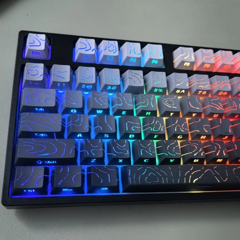 

Key caps Cross-border spot Polar day contour line 4.0 Key caps Original height 130 keys Two-color small full set Crack luminous