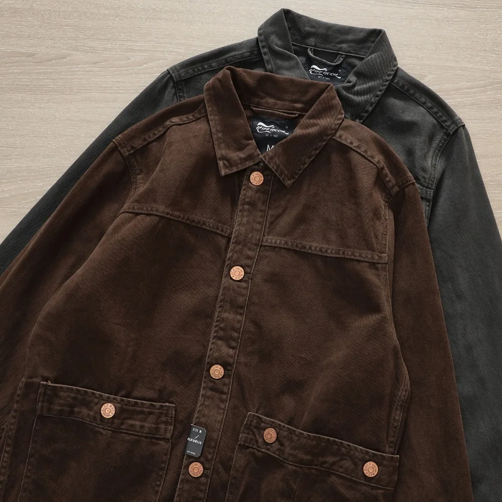 

Тяжелая джинсовая куртка из плотного хлопка, американский модный стираный свободный осенний универсальный топ с длинными рукавами для поездок на работу