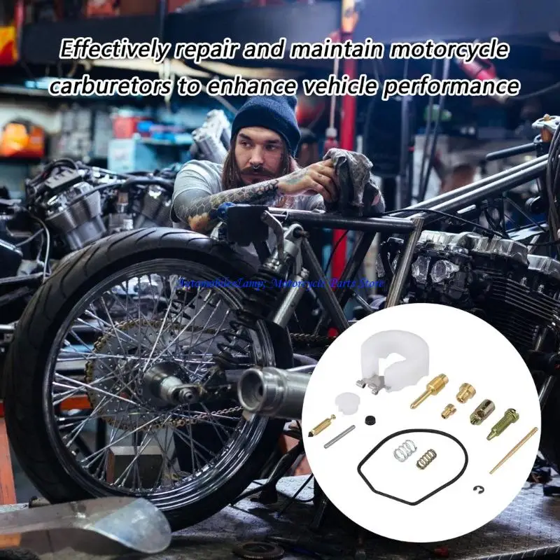 H7BD Float Needle Valves Set Idle Screw Main Jet Gaskets Carburetor Rebuild Assembly