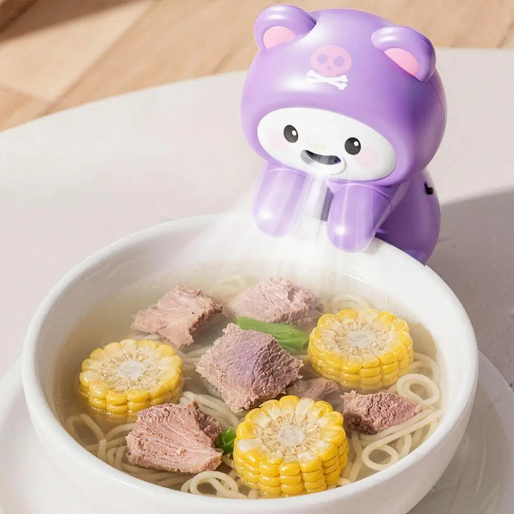 Cute Cartoon Mini Blower Fan Portable USB Rechargeable Frog Small Fan for Hot Food Coffee Drink Desktop Hanging Cup Cooling Fan